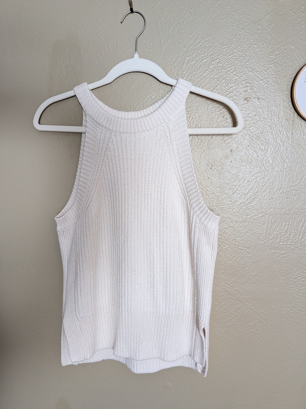 Marine Layer Cream Ribbed Halter Tank